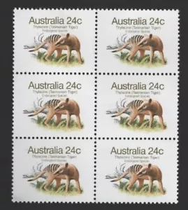 1981 Australian TASMANIA TIGER Thylacine Block of 6 MUH Stamps - Foto 1 di 1