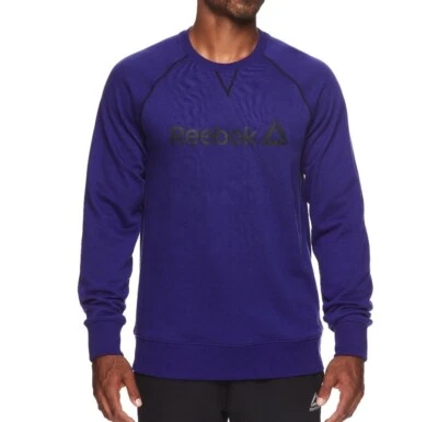 Reebok Men's Cruise Control Crew Long Sleeve Shirt Streak Blue Size Small New - Image 1 of 4