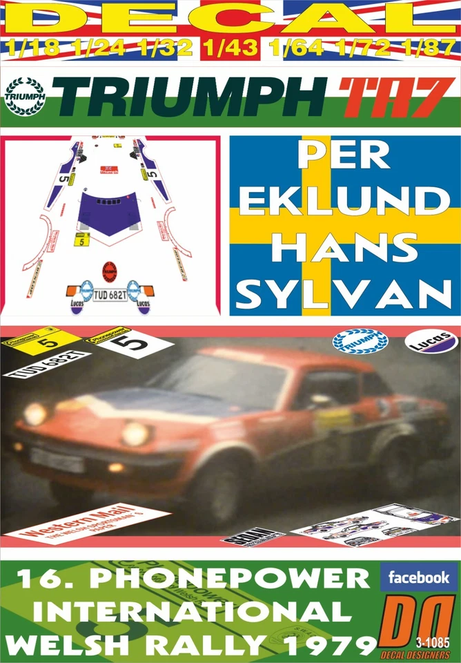 DECAL TRIUMPH TR7 V8 P.EKLUND WELSH R. 1979 DnF (06) - Image 1 of 1