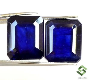 12x10 mm Natural Blue Sapphire Octagon Cut Pair 18.26 CTS Loose Gemstones GF - Picture 1 of 6