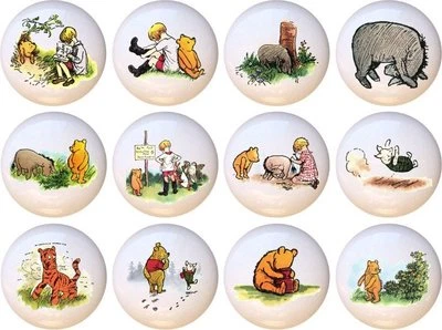 Juego de 12 perillas clásicas de gabinete de cajón de cerámica Winnie Pooh Foto 1 de 4