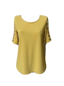 89th Madison GRÖSSE S Kalte Schulter Damen Bluse. Strass Stretch Top Bernstein - Picture 1 of 7