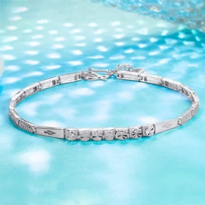 Pure PT950 Platinum Chain Men Women Full Star Link Bracelet 5.3-5.5g 7.1-7.6in - Picture 1 of 5