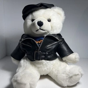 Vintage Hard Rock Hotel Biker Teddy Bear Plush 1995 LAS VEGAS 17" STUFFED ANIMAL - Picture 1 of 2
