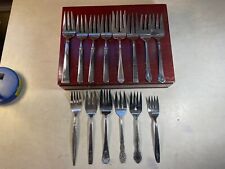(Lot of 14) VTG Stainless Serving Flatware Meat Forks, 7.5”-9” Gorham, Waterford