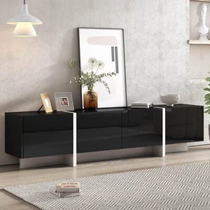 FUNIDEE Modern High Glossy TV Stand for 80'' TV Console Entertainment Center - Picture 1 of 10