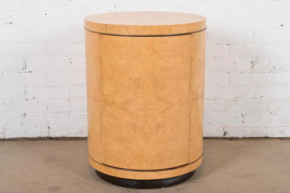 Деревянный приставной столик для барабана Milo Baughman Style Burl от Henredon - Изображение 1 из 4