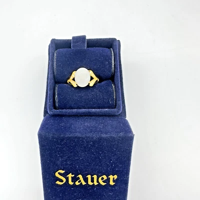 Anillo Stauer de Colección Plata de Ley 925 Diamante Real y Ópalo de Fuego Talla 6 Foto 1 de 4