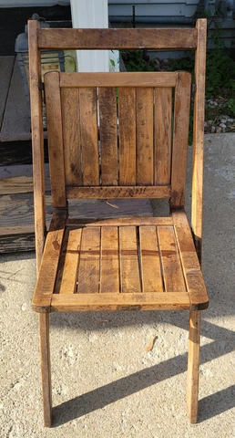 Vintage Simmons Company Antique Wooden Slats Folding Chair Made In USA Cover