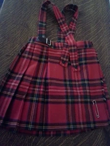 Child's Plaid Red Irish Skirt Jumper  size 4/5  made in Ireland O'Neil of Dublin - Picture 1 of 6