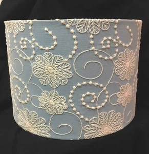 Lamp Shade Satin Lined Embroidered Lace Covered Drum Retro Chic Boho Lamp Shade - Picture 1 of 17