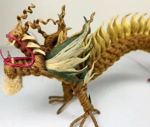 Sculture drago juta corda macramè vintage decorazione anni 70 metà secolo rare. Draghi - Foto 1 di 19