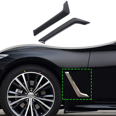 Glossy Black Front Fender Side Vent Garnish Trim For 2017-2022 INFINITI Q60 — 第 1/4 张图片