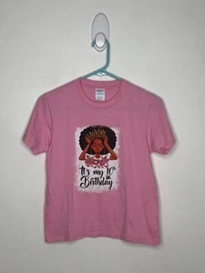 10th Birthday Queen Shirt Girls Size Medium 9-10 Pink Short Sleeve Party Top - Picture 1 of 4