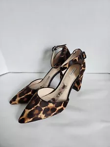 Alex Marie Heel Shoes 10M Ankle Strap Leopard Print Leather - Picture 1 of 8
