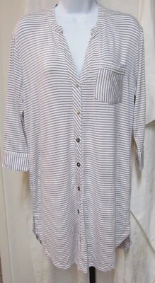 Para mujeres UGG Blanco Púrpura Rayas Camisa para Dormir Pijama Vestido Botón Delantero Talla Pequeña Foto 1 de 4