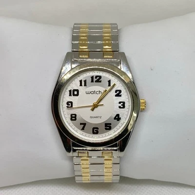 Watch-it Hombre Reloj Clásico Tono Oro Plata 36mm Caja Cuarzo Analógico Funcionamiento Foto 1 de 4