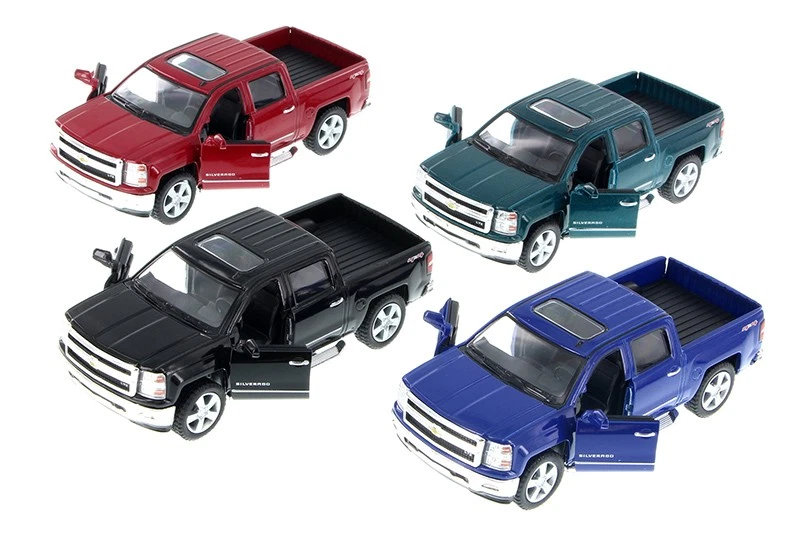 2014 Chevy Silverado Pick-up Truck SET OF 4 - Kinsmart 5381D - 1/46 Scale Die