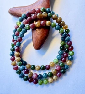 8.5mm Natural Multi-Color Tourmaline Women Necklace Multi Bracelet 80cm 110Beads - Picture 1 of 5