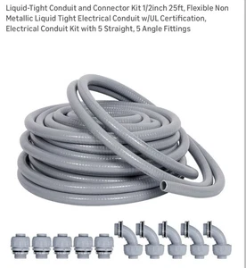 Kit condotto e connettore a tenuta di liquido 1/2 pollice 25 piedi, flessibile non metallico  - Foto 1 di 11