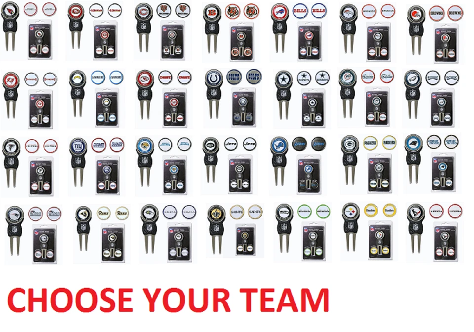 NFL Officially Licensed Divot Tool with 3 Markers Choose Your Team - Image 1 of 1