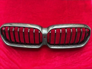 Carbon Fiber Front Bumper Grille Single Line for BMW 5 Series G30 LCI 2021-2025 - Picture 1 of 6