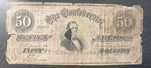 1864 50 $ Konföderierte Staaten von Amerika Schein zirkuliert - Bild 1 von 6