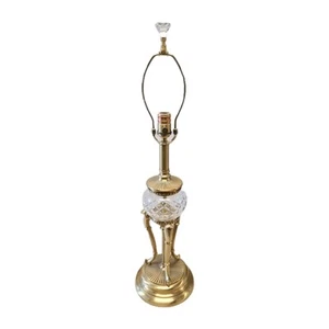 Vintage Bombay Co. Regency-Style Crystal & Satin Brass Table Lamp - Picture 1 of 14