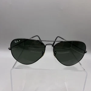 Ray Ban RB3025 002/58 62-14 3p Large Aviator Polished Black Polarized Scratches - Bild 1 von 15