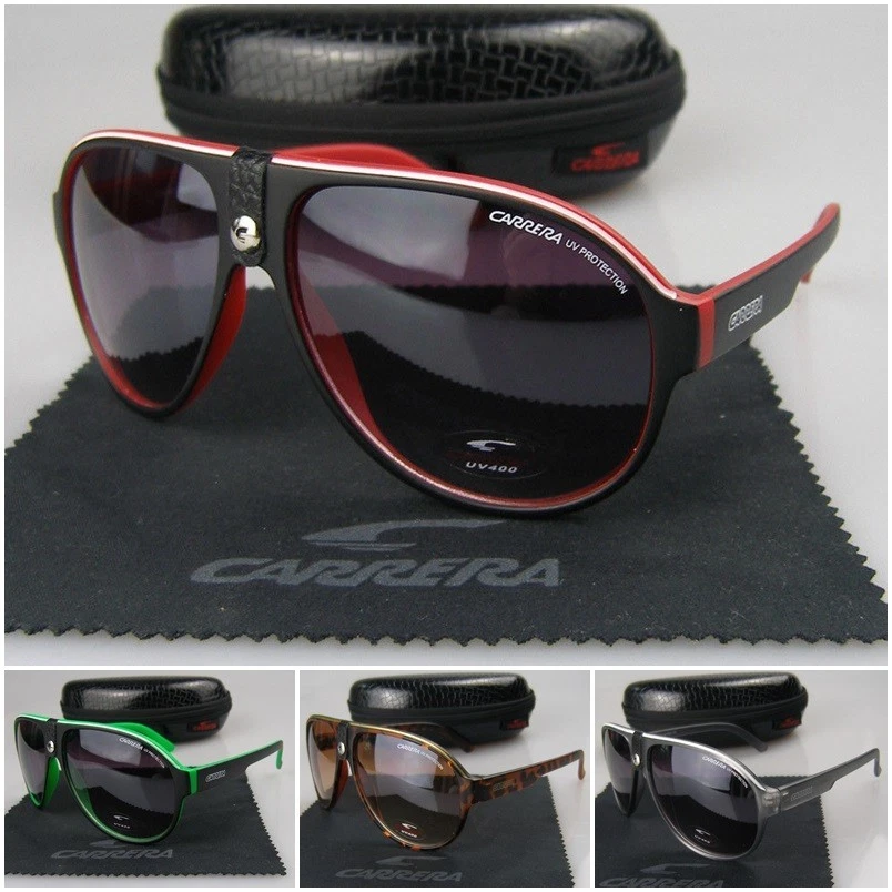Men Womens Retro Sunglasses Unisex Matte Black/Red Frame Carrera Glasses C16 - Image 1 of 1