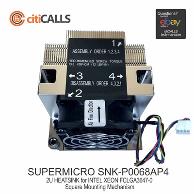 Supermicro SNK-P0068AP4 2U Active CPU Heat Sink Socket LGA3647-0 - 8400 rpm - Image 1 of 4