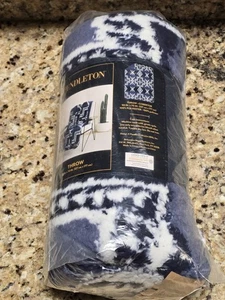 Pendleton Sherpa Fleece Throw Blanket 50 X 70 Ivory White Geometric Reversible - Picture 1 of 5