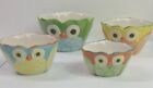 Pier One 1 Imports 4-Pc Owl Nesting Measuring Cup Bowl Set Handpainted Stoneware