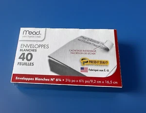 Sobres Mead autosellantes sin lamer blancos 40 unidades 3 x 6 pulgadas accesorio de oficina en casa - Imagen 1 de 8