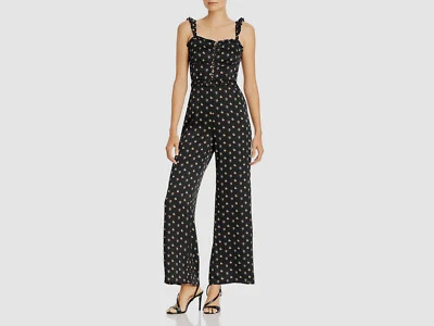 $240 Aqua Women's Black Floral Ruffled Sleeveless Wide-Leg Jumpsuit Size US XS - Изображение 1 из 2