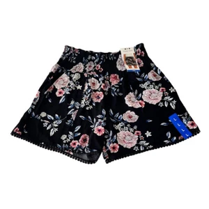 Damenshorts drei Punkte groß schwarz Hisbiskus Blumen Überziehshorts neu mit Etikett Taschen - Bild 1 von 6