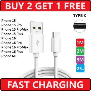 Cable de carga USB tipo C cargador de teléfono largo para Apple iPhone 16 15 Pro Plus Max - Imagen 1 de 13