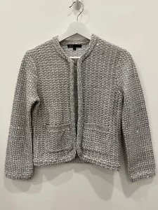 Chaqueta de tweed plateada metálica Maje talla 1 talla pequeña S de Estados Unidos - Imagen 1 de 9