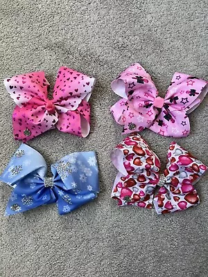 Jojo Siwa Bows Lot Of 4 Multicolor Hearts Stars Snowflake Rhinestone Hairclips - Image 1 of 4