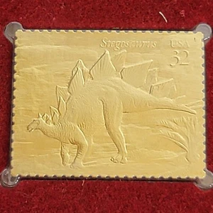 22k Gold Stamp First Day of Issue The World of Dinosaurs Stegosaurus May 1, 1997 - Picture 1 of 5