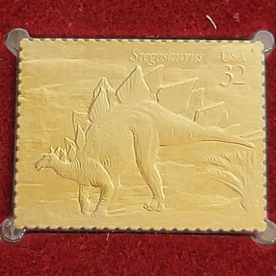 22k Gold Stamp First Day of Issue The World of Dinosaurs Stegosaurus May 1, 1997 - Image 1 of 4