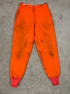 Vintage Woolrich Hunting Pants Mens 30x29 Hook & Eye Lined Jogger Thermal Orange - Picture 1 of 14