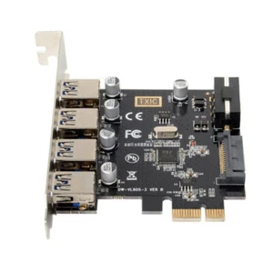 PCI-E 4 Ports to USB 3.0 HUB PCI Express Expansion Card Adapter 5Gbps for PC - Picture 1 of 8