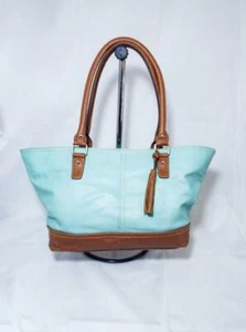 CROFT & BARROW KUNSTLEDER ZWEIFARBIG GRÜN BRAUN BEUTELTASCHE SCHULTERTASCHE HANDTASCHE - Bild 1 von 1
