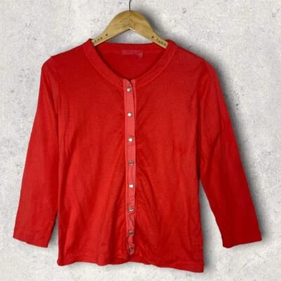 Cárdigan Suéter Tejido Fresh Produce Rojo Talla XS Algodón Hecho en EE. UU. Cuello Redondo Foto 1 de 4