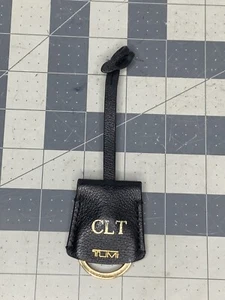 TUMI TAG / KEY CHAIN, for purse / bag, Leather,  Color: Black Embossed (K1) - Picture 1 of 5