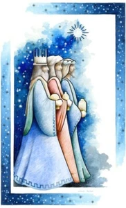 Christmas Card - Embossed Three Kings with Silver accent- Pack of 6 - EB11228 - Picture 1 of 1