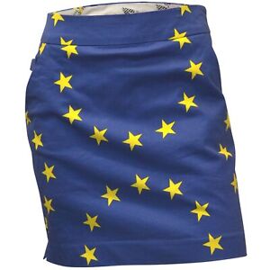 Royal and Awesome Women`s Golf Skort Eurostar Blue EU Flag Golf Skirt 6 - 18