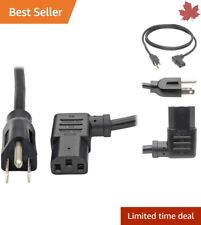 Heavy-Duty 6ft Compact Left Angle Power Cord - Space-Saving Design - Lifetime