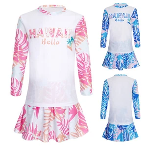 Maillot de bain enfants filles été vêtements de plage 2 pices maillot de bain imprimé tropical costume - Photo 1/17